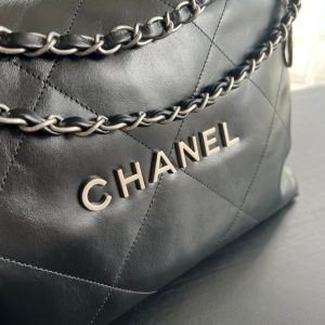 CC HOBO BAG 22 BLACK LAMBSKIN SILVER HARDWARE