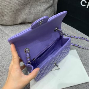 flap bag mini 20cm purple caviar silver hardware