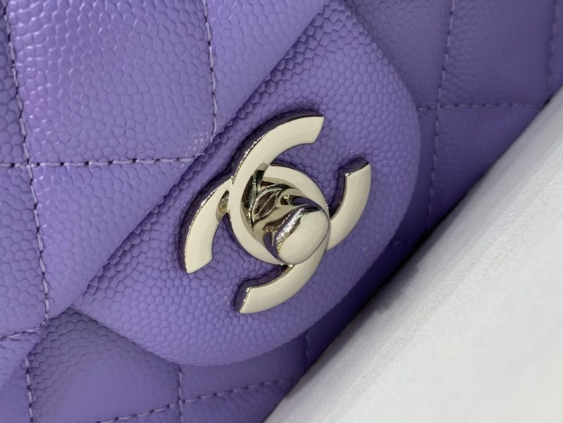 flap bag mini 20cm purple caviar silver hardware