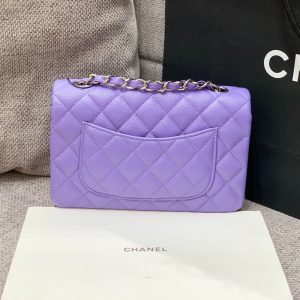 flap bag mini 20cm purple caviar silver hardware