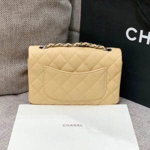 flap bag mini 20cm beige caviar silver hardware