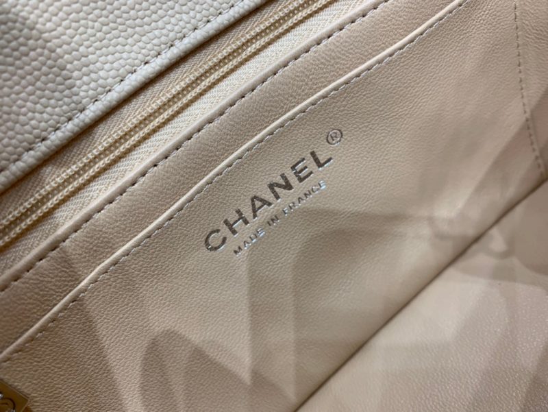 flap bag mini 20cm beige caviar silver hardware