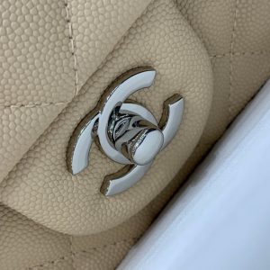 flap bag mini 20cm beige caviar silver hardware