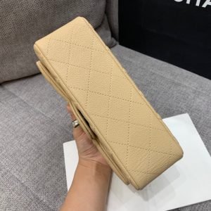 flap bag mini 20cm beige caviar silver hardware