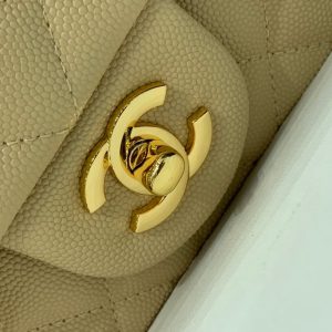 flap bag mini 20cm beige caviar gold hardware