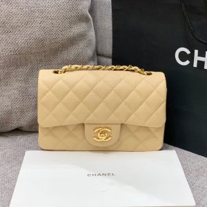 flap bag mini 20cm beige caviar gold hardware