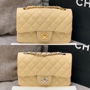 flap bag mini 20cm beige caviar gold hardware
