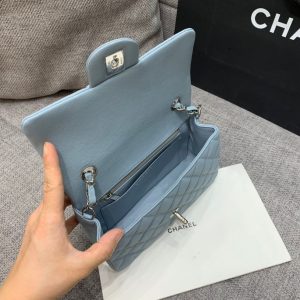flap bag mini 20cm light cloud blue caviar silver hardware