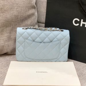 flap bag mini 20cm light cloud blue caviar silver hardware