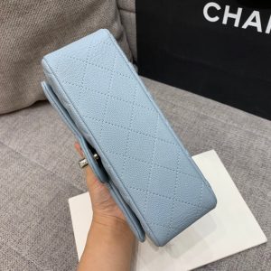 flap bag mini 20cm light cloud blue caviar silver hardware