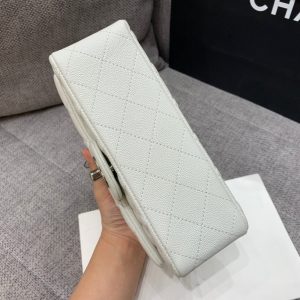 flap bag mini 20cm white caviar silver hardware