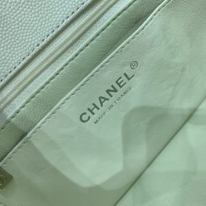 flap bag mini 20cm white caviar silver hardware