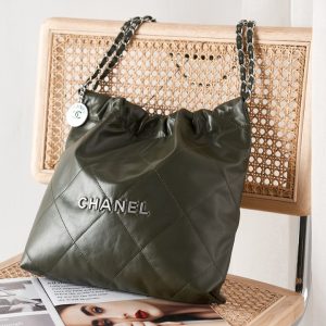cc 22 hobo olive calfskin silver hardware