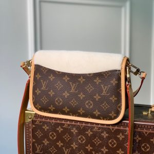diane 24 brown monogram canvas white fleece