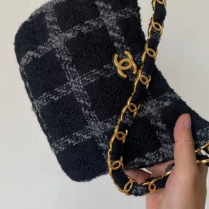 CC 2025 hobo handbag 24 black gray wool