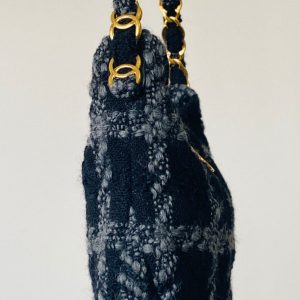 CC 2025 hobo handbag 24 black gray wool