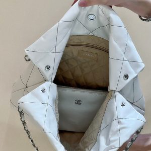 CC 22 Hobo White Black Calfskin Silver Hardware