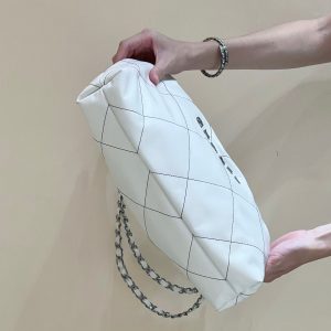 CC 22 Hobo White Black Calfskin Silver Hardware