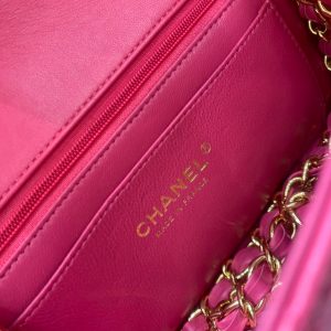 flap bag mini 20cm ruby red lambskin gold hardware