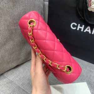 flap bag mini 20cm ruby red lambskin gold hardware