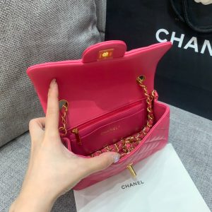 flap bag mini 20cm ruby red lambskin gold hardware