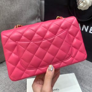 flap bag mini 20cm ruby red lambskin gold hardware