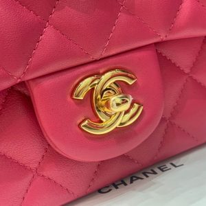 flap bag mini 20cm ruby red lambskin gold hardware