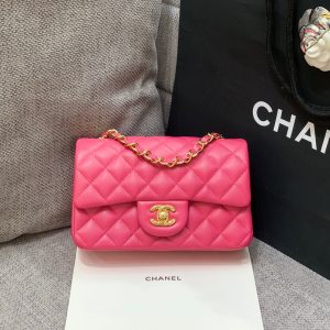 flap bag mini 20cm ruby red lambskin gold hardware