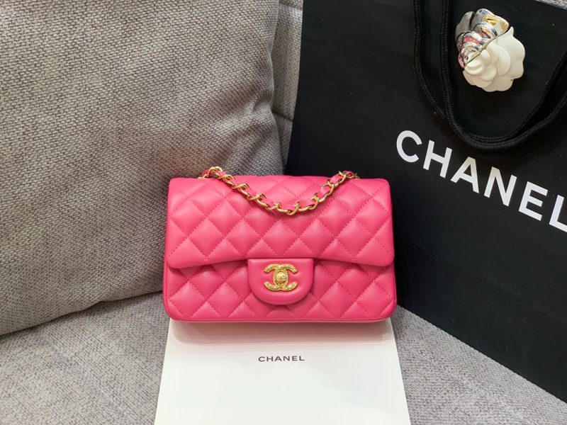 flap bag mini 20cm ruby red lambskin gold hardware