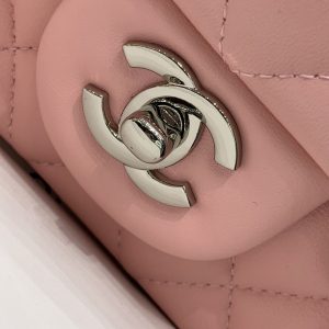 flap bag mini 20cm pink lambskin silver hardware