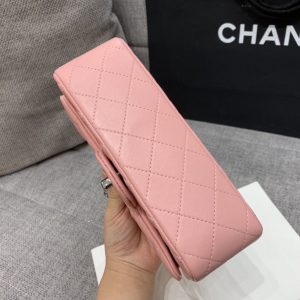 flap bag mini 20cm pink lambskin silver hardware