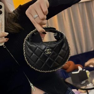 MINI HOBO BAG 16 IN BLACK LAMBSKIN