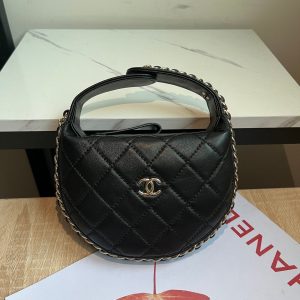 MINI HOBO BAG 16 IN BLACK LAMBSKIN