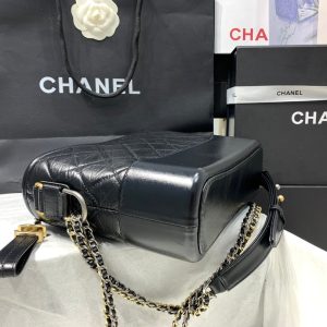 HOBO BAG 25 WITH STRAP IN BLACK CALFSKIN GOLD AND SILVER HARDWARE