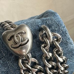 cc flap bag 19cm blue denim silver hardware