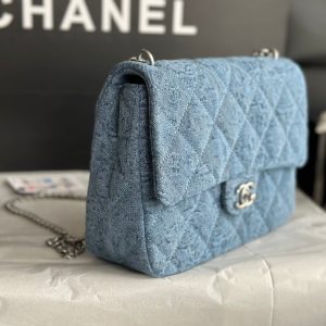 cc flap bag 19cm blue denim silver hardware