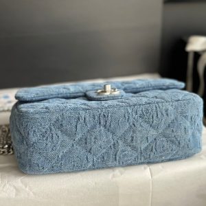 cc flap bag 19cm blue denim silver hardware