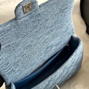 cc flap bag 19cm blue denim silver hardware