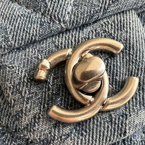 cc flap bag 14cm blue denim silver hardware