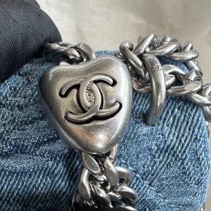 cc flap bag 14cm blue denim silver hardware