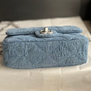 cc flap bag 14cm blue denim silver hardware