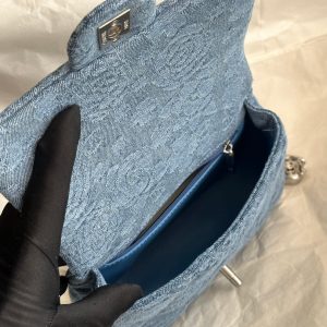 cc flap bag 14cm blue denim silver hardware