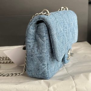 cc flap bag 12cm blue denim silver hardware