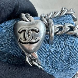 cc flap bag 12cm blue denim silver hardware