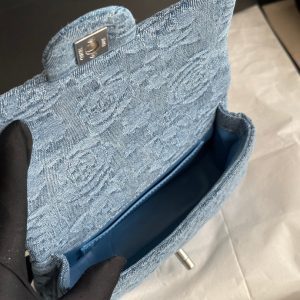 cc flap bag 12cm blue denim silver hardware