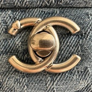 cc flap bag 12cm blue denim silver hardware