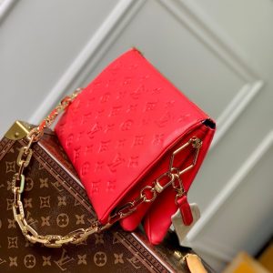 coussin pm 26cm red monogram empreinte calfskin