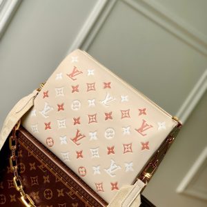 coussin pm 26cm cream red white monogram empreinte calfskin
