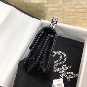 cc mini woc 13cm with top handle black quilted caviar leather silver hardware