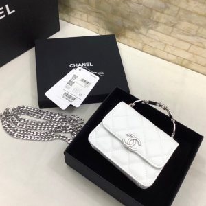 cc woc 13cm with top handle white quilted caviar leather silver hardware